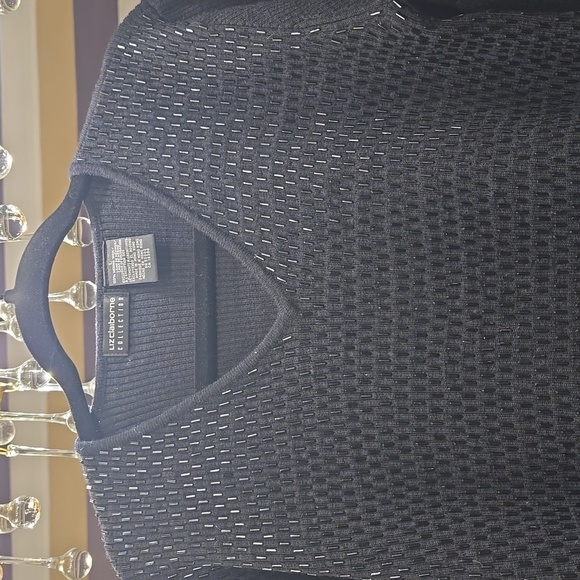 Merino Wool Black Liz Claiborne Beaded Sweater - Picture 4 of 16